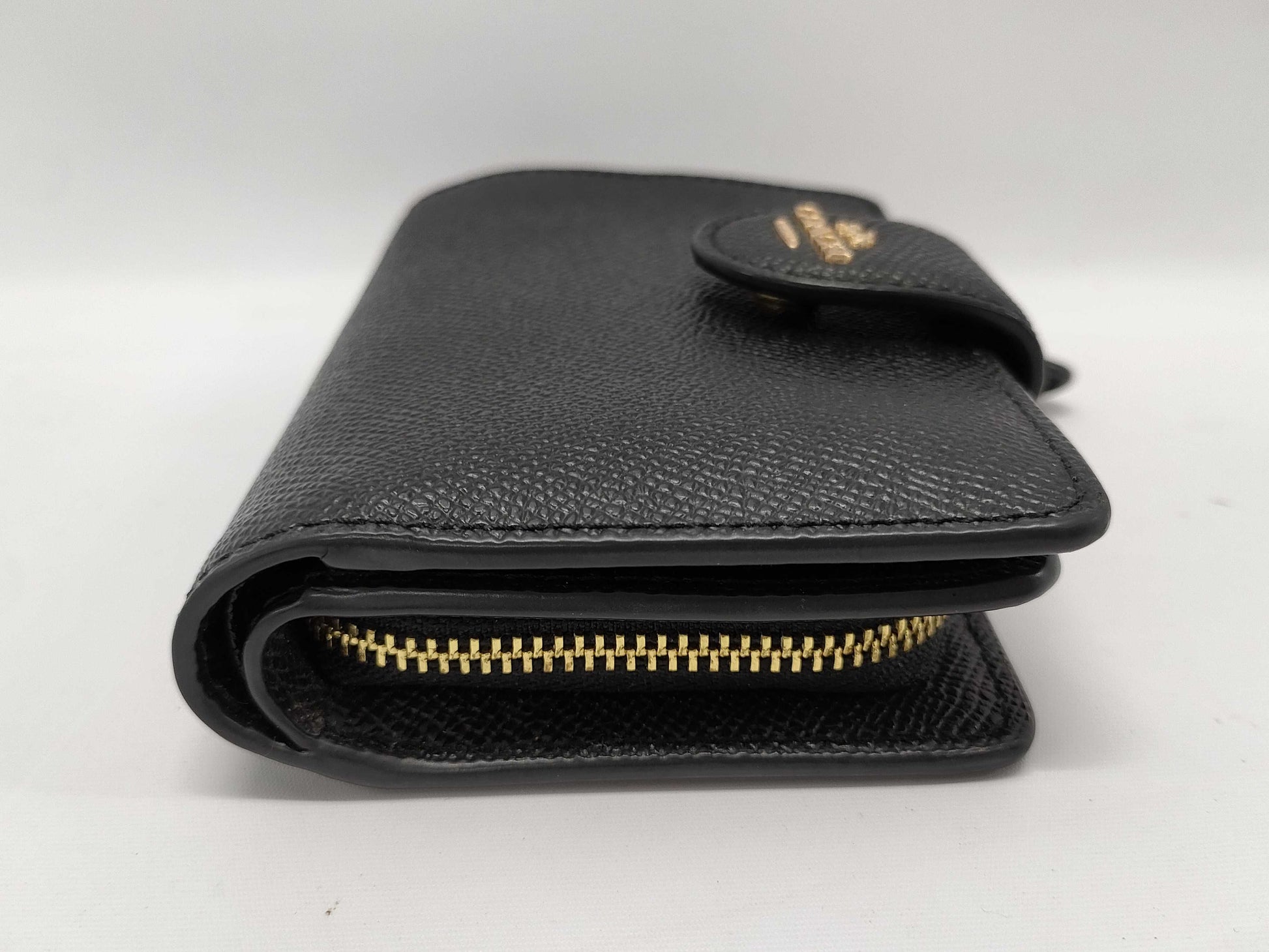 COACH Leather Compact Wallet Black