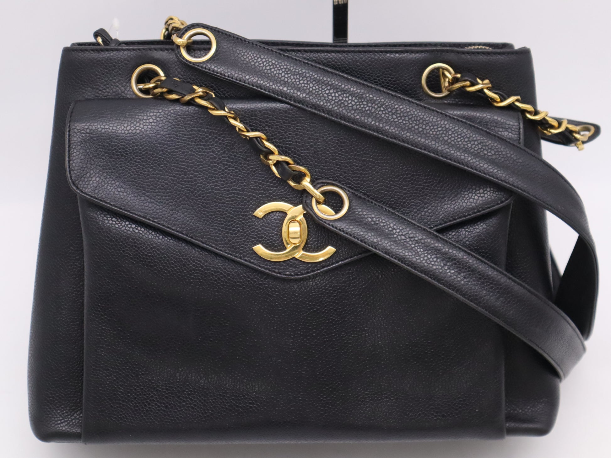 CHANEL Caviar Skin Coco Mark Chain Black GD Hardware Unclear Seal Shoulder Bag