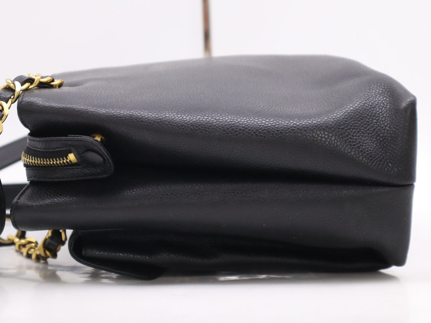 CHANEL Caviar Skin Coco Mark Chain Black GD Hardware Unclear Seal Shoulder Bag