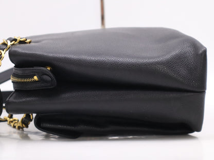 CHANEL Caviar Skin Coco Mark Chain Black GD Hardware Unclear Seal Shoulder Bag