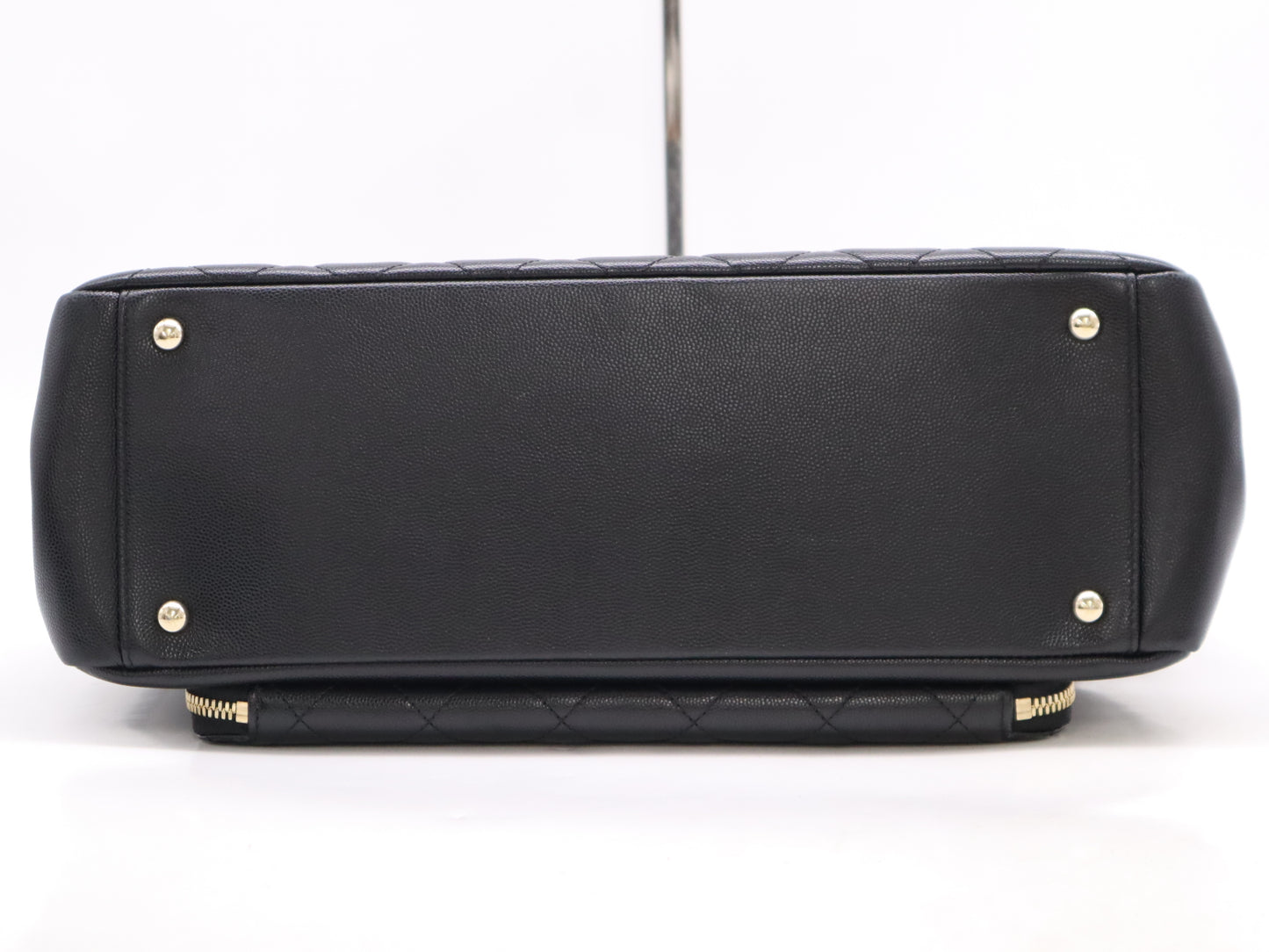 CHANEL Caviar Skin Coco Mark Matelasse Business Affinity Black Tote Bag with GD Hardware, Dust Bag, Card Holder, and Sticker, 23427878