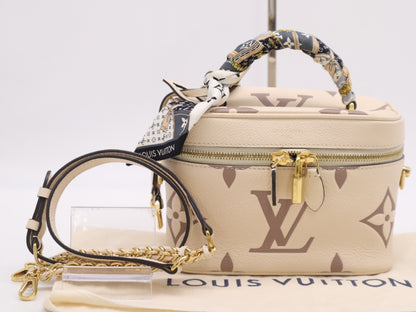 LOUIS VUITTON M45599 Monogram Empreinte Vanity PM Handbag with RFID Ready Scarf, Strap, Cloche, Padlock, Two Keys, and Dust Bag