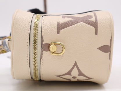 LOUIS VUITTON M45599 Monogram Empreinte Vanity PM Handbag with RFID Ready Scarf, Strap, Cloche, Padlock, Two Keys, and Dust Bag