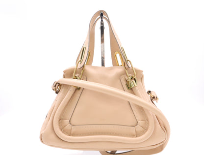 Chloe Leather Paraty Handbag Beige