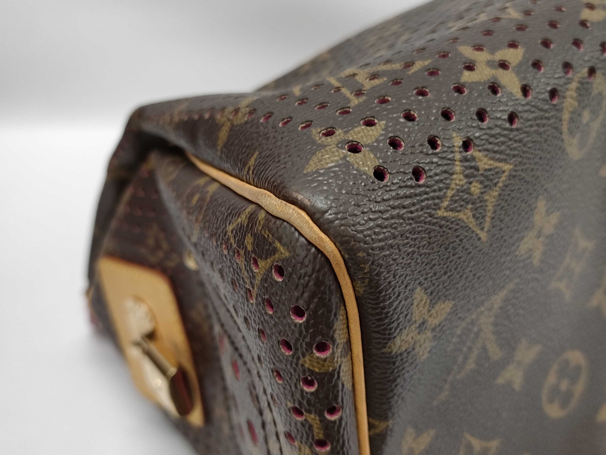 LOUIS VUITTON M95180 Monogram Perforated Speedy 30 Fuchsia Handbag with Box and Dust Bag