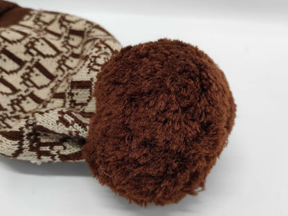 Dior Trotter Knit Cap with Pom-Pom, Brown Other Apparel