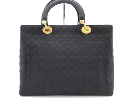 Dior Lady Dior Canvas Lady Dior Large Handbag Black Handbag