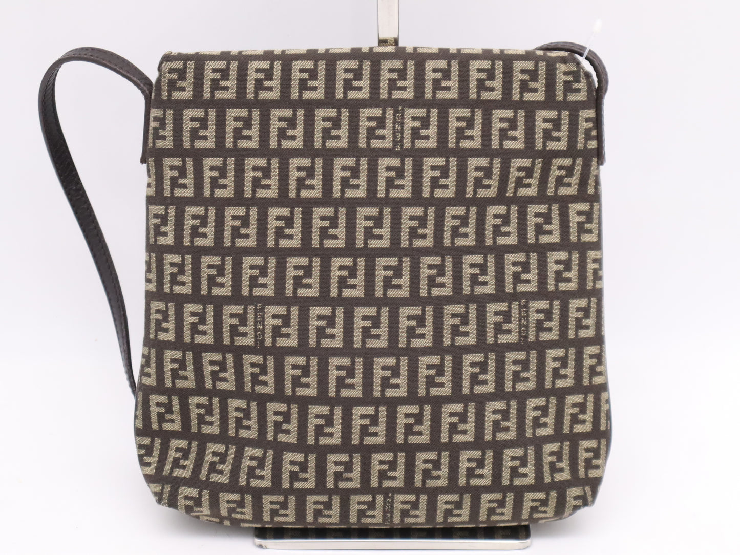 FENDI Canvas Zucchino Shoulder Bag Brown Shoulder Bag