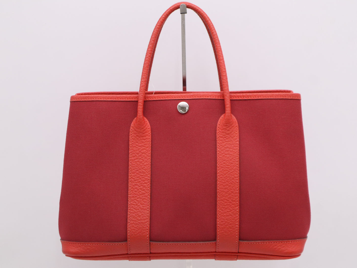 HERMES Toile x Negonda Garden Party Handbag Rouge A Stamp 2017 Handbag