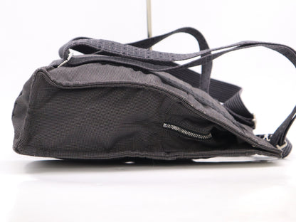HERMES Air Line Nylon Canvas 〇R Stamp Air Line Ad MM Gray Black Tote Bag