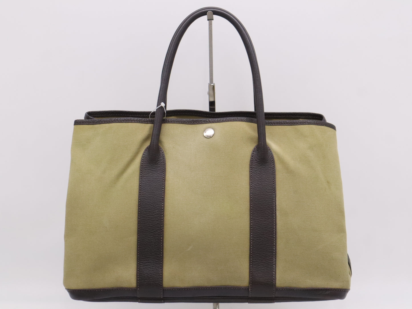 HERMES Toile Officier Negonda P Stamp Garden Party PM Khaki Brown Tote Bag