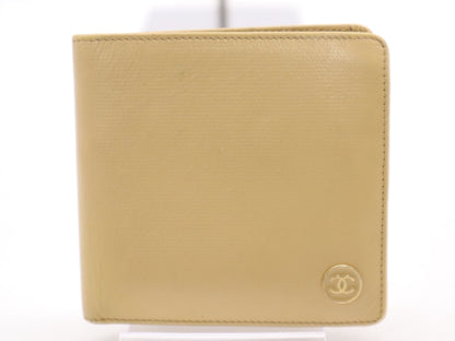CHANEL A20901 Leather Coco Button Bifold Wallet Beige Seal 10394604 Wallet