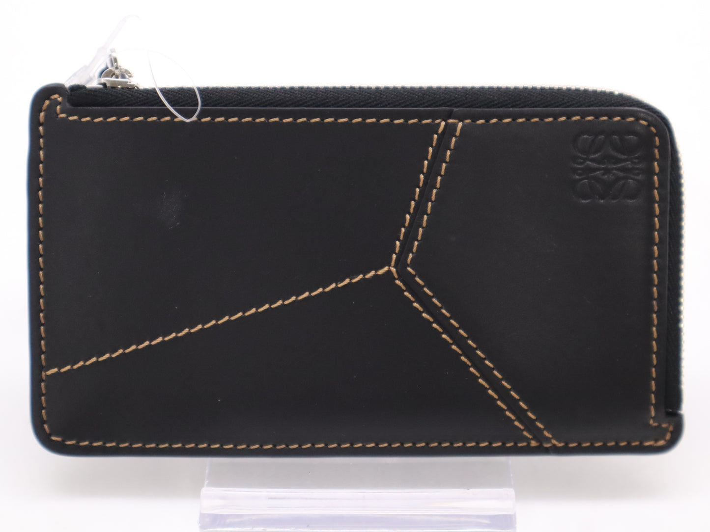 LOEWE C510G17X01 Calfskin Puzzle Stitch Card Case Smart Wallet Black