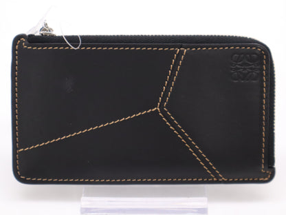 LOEWE C510G17X01 Calfskin Puzzle Stitch Card Case Smart Wallet Black