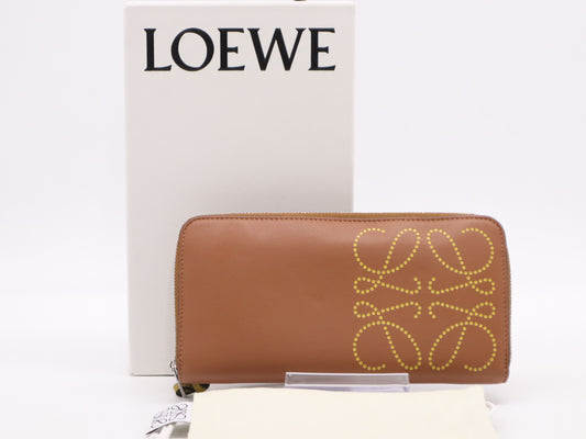 LOEWE Classic Calfskin Zip-Around Wallet in Tan Ocher 262216 Wallet