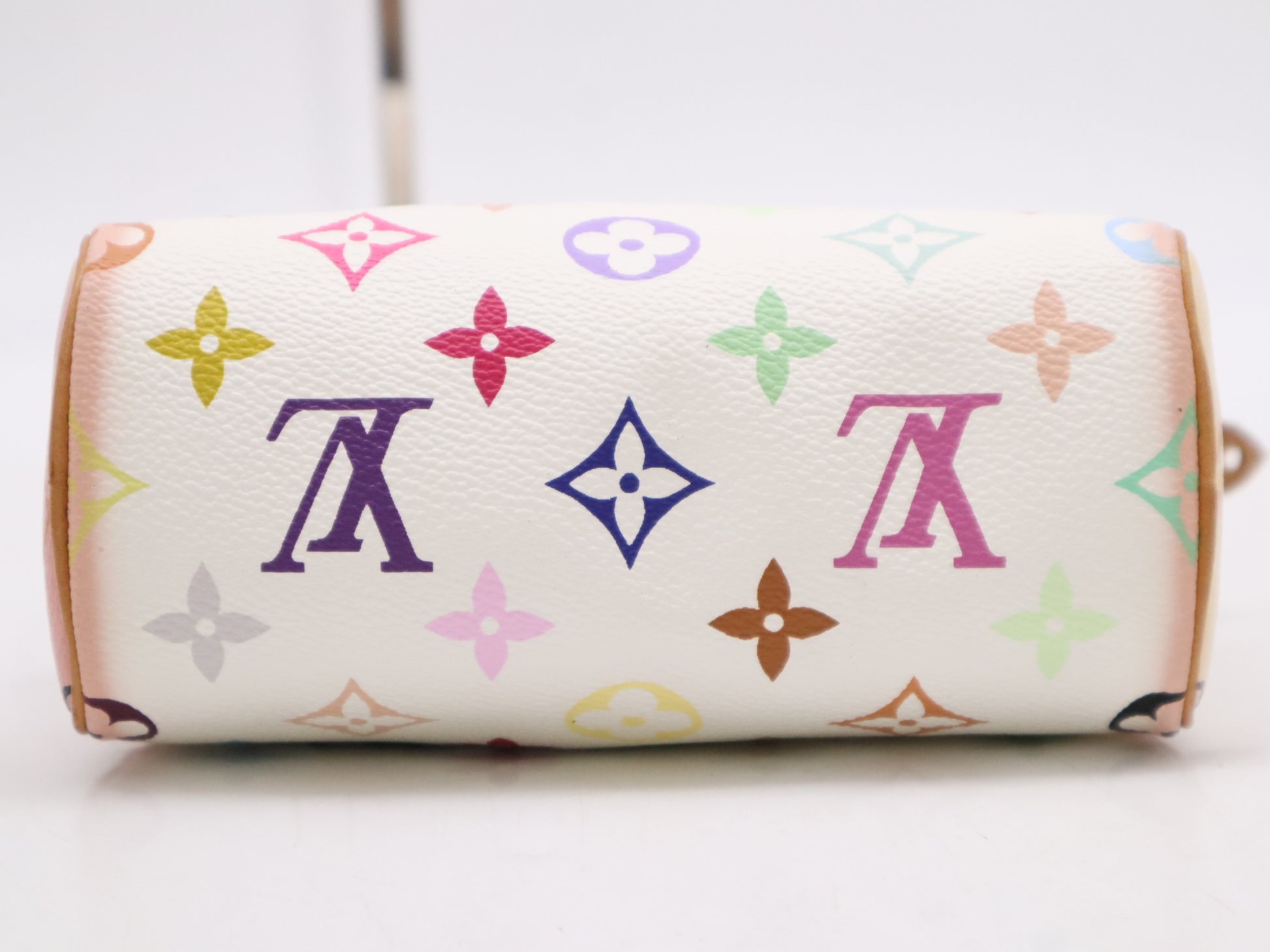 LOUIS VUITTON Monogram Multicolore M92645 Monogram Multicolore Mini Speedy Blanc Handbag with Shoulder Strap