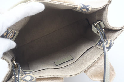 Chloe WOODY Small Tote Bag Slate Green Canvas Calfskin D29B Tote Bag