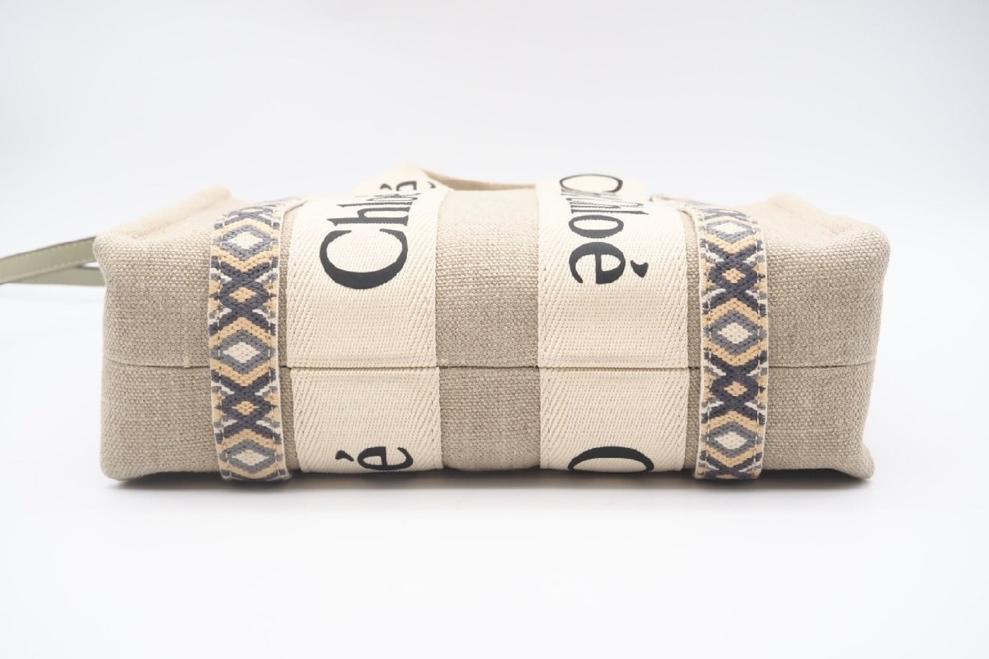 Chloe WOODY Small Tote Bag Slate Green Canvas Calfskin D29B Tote Bag