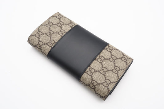 GUCCI GG Supreme Canvas and Leather Bifold Long Wallet 0416 Wallet