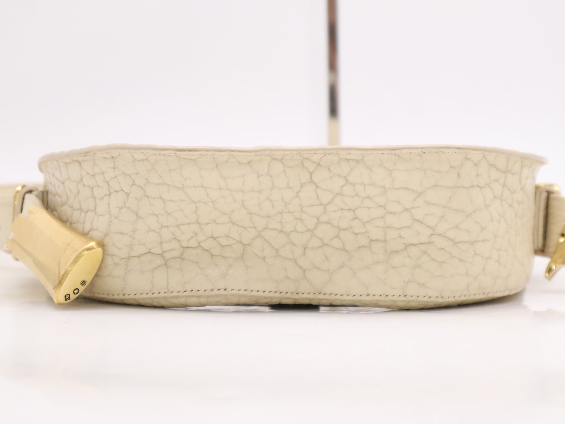 BURBERRY Small Chess Satchel Shoulder Bag in Ivory Leather with Dust Bag