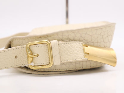 BURBERRY Small Chess Satchel Shoulder Bag in Ivory Leather with Dust Bag