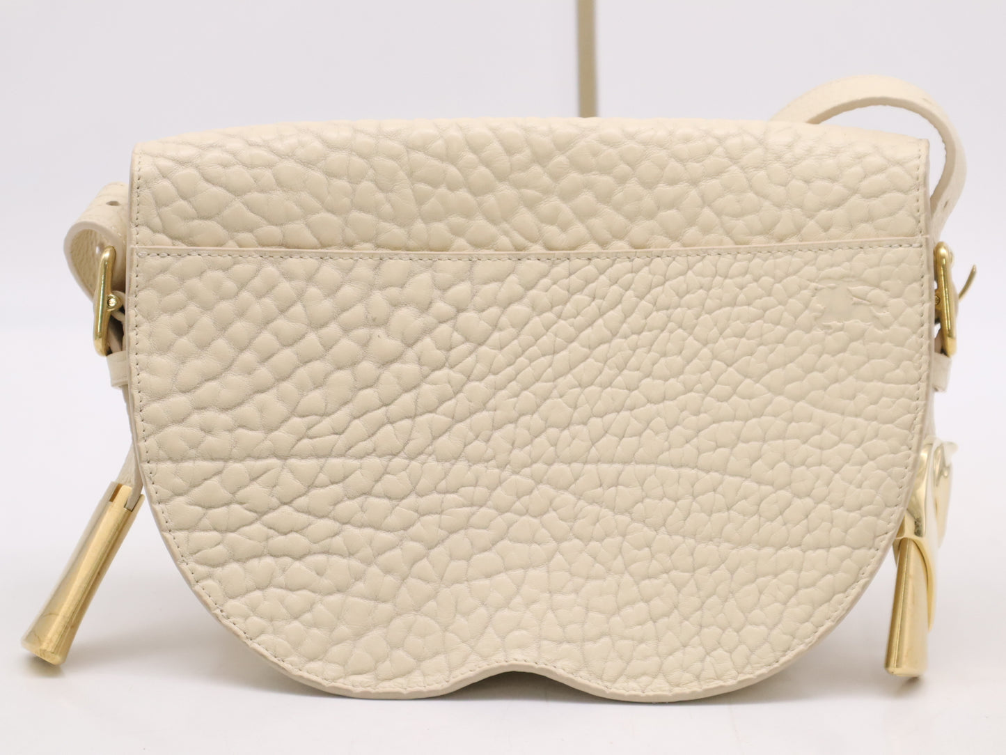 BURBERRY Small Chess Satchel Shoulder Bag in Ivory Leather with Dust Bag