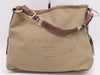 PRADA Jacquard Canvas Shoulder Bag with Leather Khaki and Brown