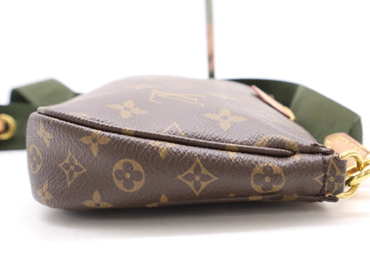 LOUIS VUITTON Monogram M44813 Monogram Multi Pochette Accessoires Khaki with Chain Strap, Shoulder Strap, Dust Bag, and Box. RFID Compatible.