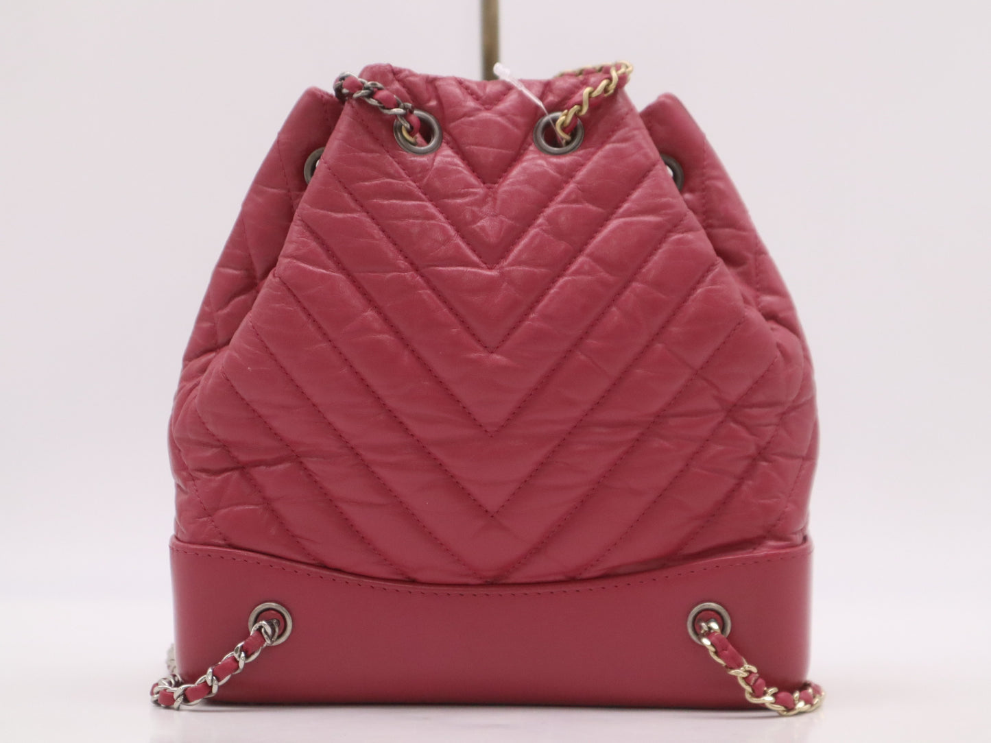 CHANEL Leather Gabrielle de Chanel Small Backpack with GD Hardware, Drawstring Backpack, Pink, Seal, 26254201, Handbag