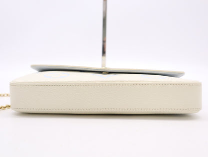 LOUIS VUITTON Monogram Empreinte M83025 Pochette Felicie Latte White/Candy Blue, RFID Verified, No Serial Tag, Includes 2 Pouches