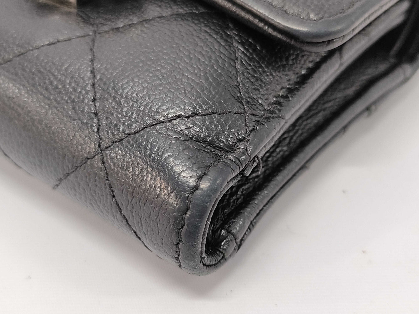 CHANEL Calfskin Tri-fold Wallet Matelasse Half Coco with Silver Hardware and Black Seal 29674335 Wallet