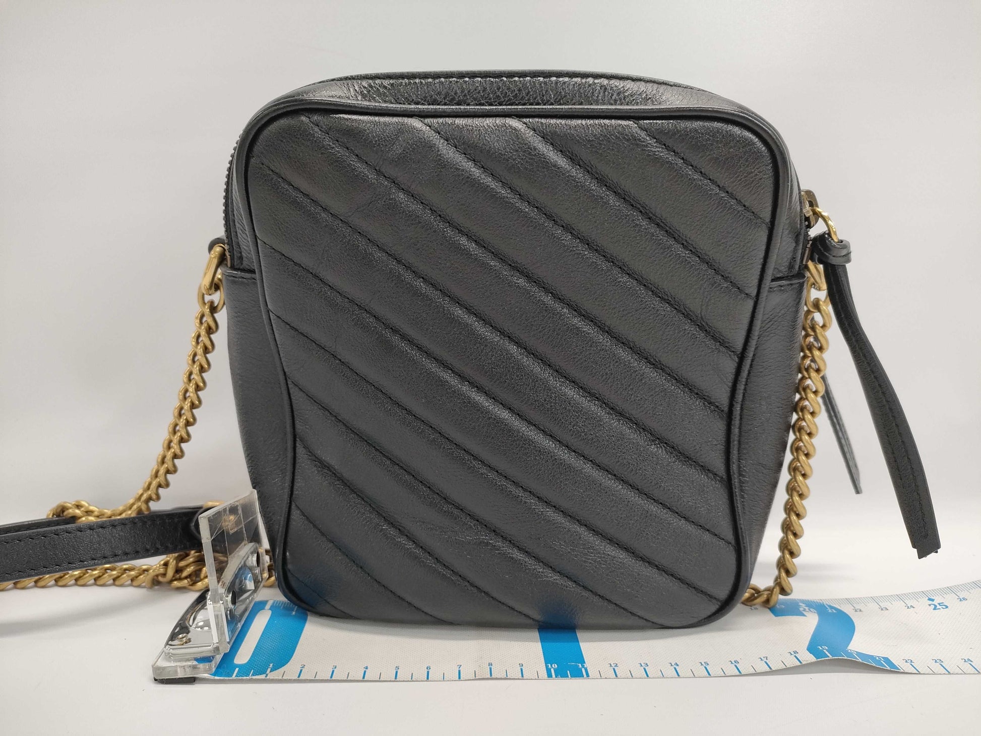 GUCCI 550155 Leather GG Marmont Shoulder Bag in Black with GD Hardware