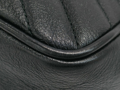 GUCCI 550155 Leather GG Marmont Shoulder Bag in Black with GD Hardware