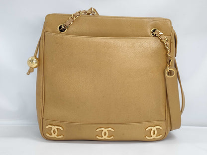 CHANEL Caviar Skin Triple Coco Chain Shoulder Bag with GD Hardware 3331107