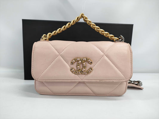 CHANEL Lambskin Phone Case with Chain Clutch, Pink, ETGPEKCC, Box Included