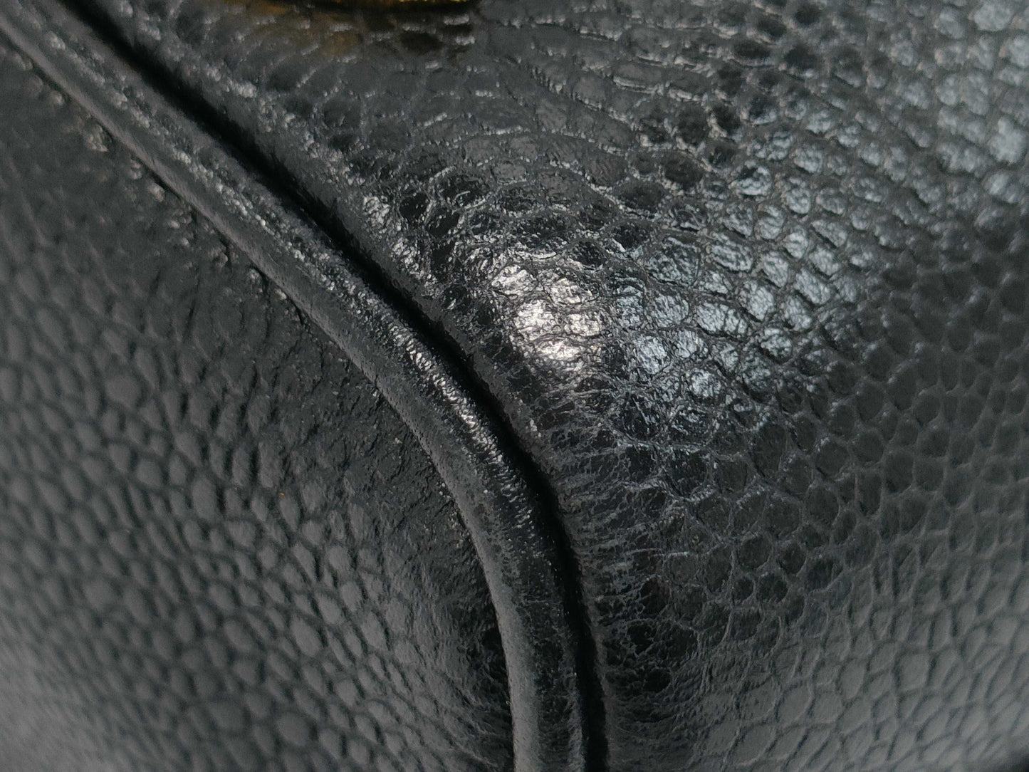 CHANEL Caviar Skin Triple Coco Mark Drawstring Chain Shoulder Bag, Black, GD Hardware, Pouch, Seal, 3625784 Shoulder Bag