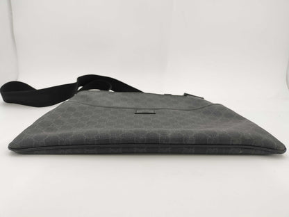 GUCCI GG Supreme PVC and Leather Shoulder Bag, Black and Gray, 162904