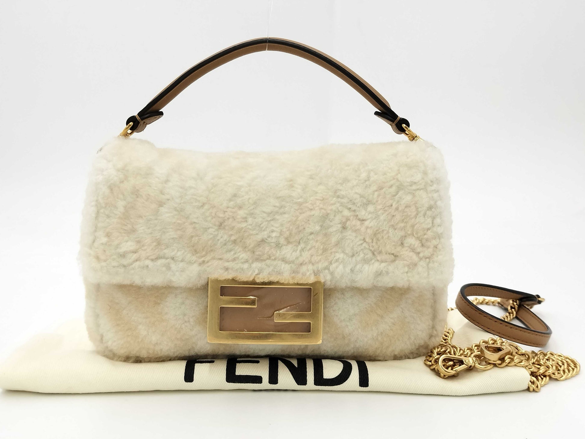 FENDI Unused FENDI Fur Mamma Bucket Handbag Shoulder Bag