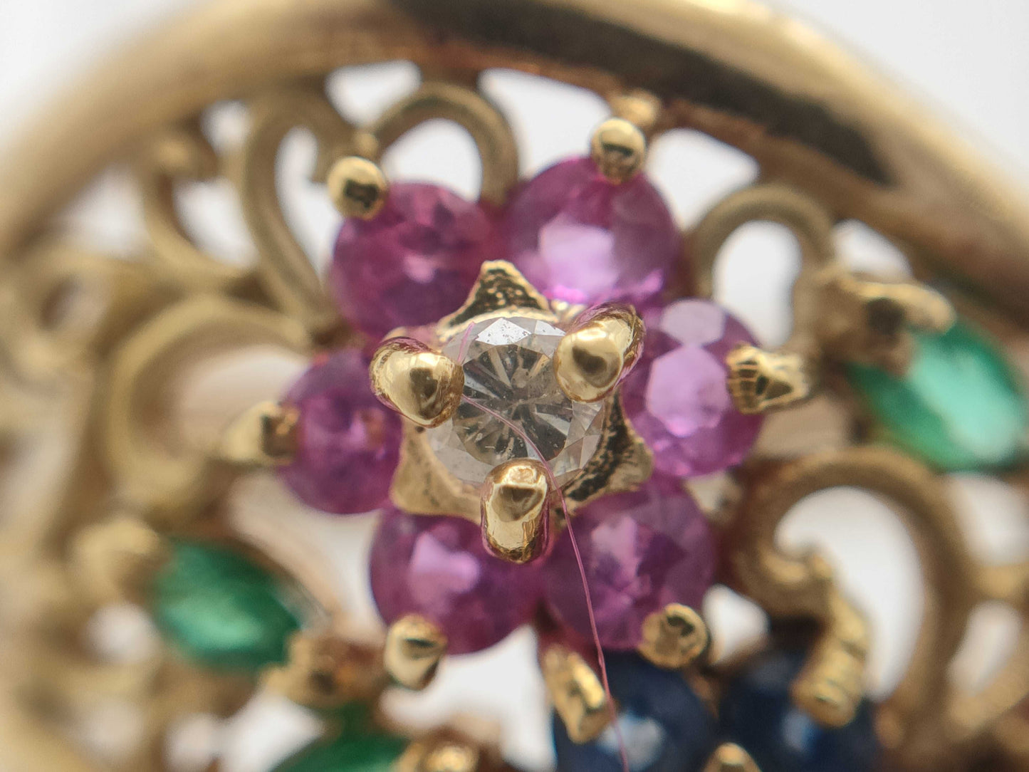 Ruby, Sapphire, Emerald, D0.10ct, 18K Gold, 5.9g Ring 