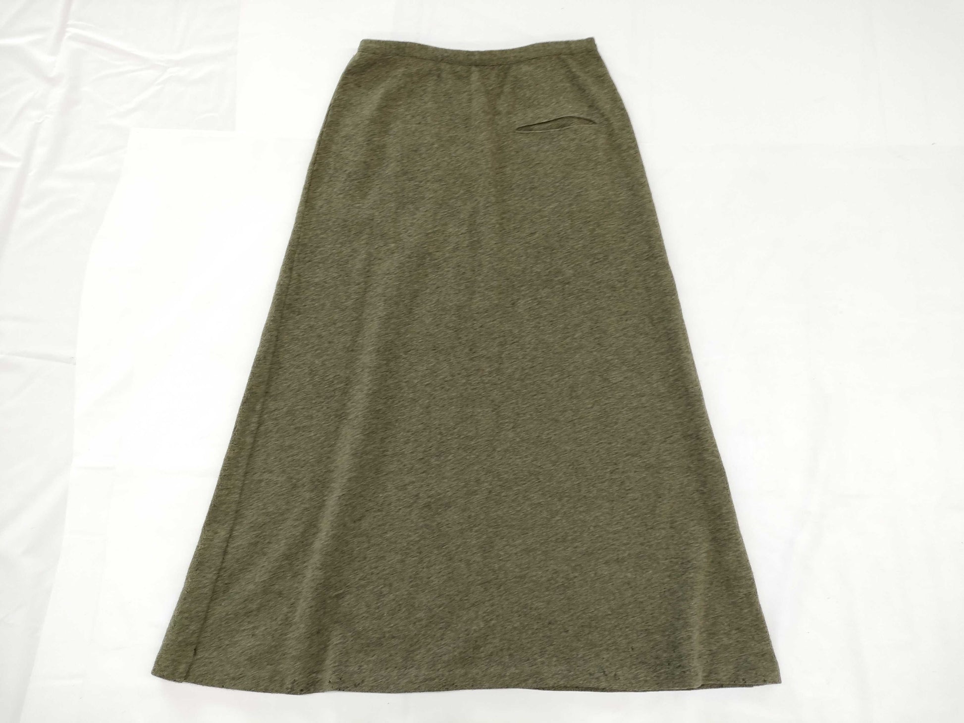 Ys Yohji Yamamoto wool A-line long skirt, khaki, size 3
