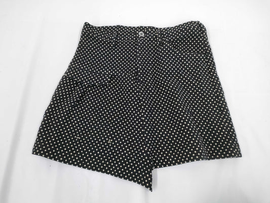 Ys Yohji Yamamoto Polka Dot Pattern Asymmetrical Shorts, Black, Size 2