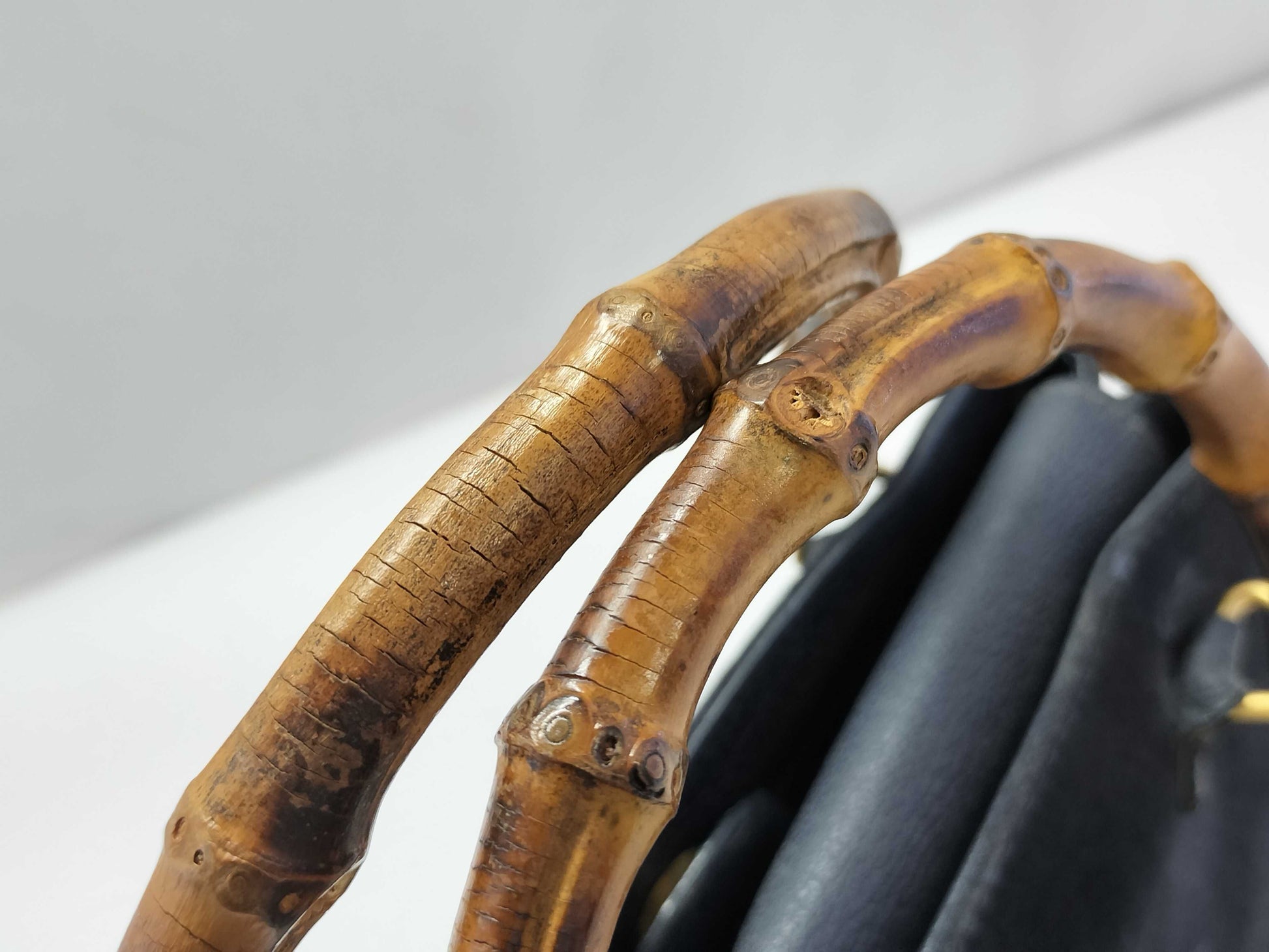 GUCCI Bamboo Suede Handbag in Navy