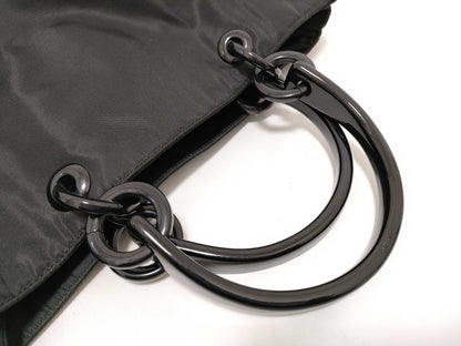 PRADA Nylon Prada Nylon Hand Tote Bag with Plastic Handles in Black
