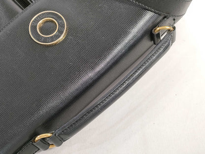 CELINE Circle Logo 2-Way Messenger Shoulder Bag in Black Leather
