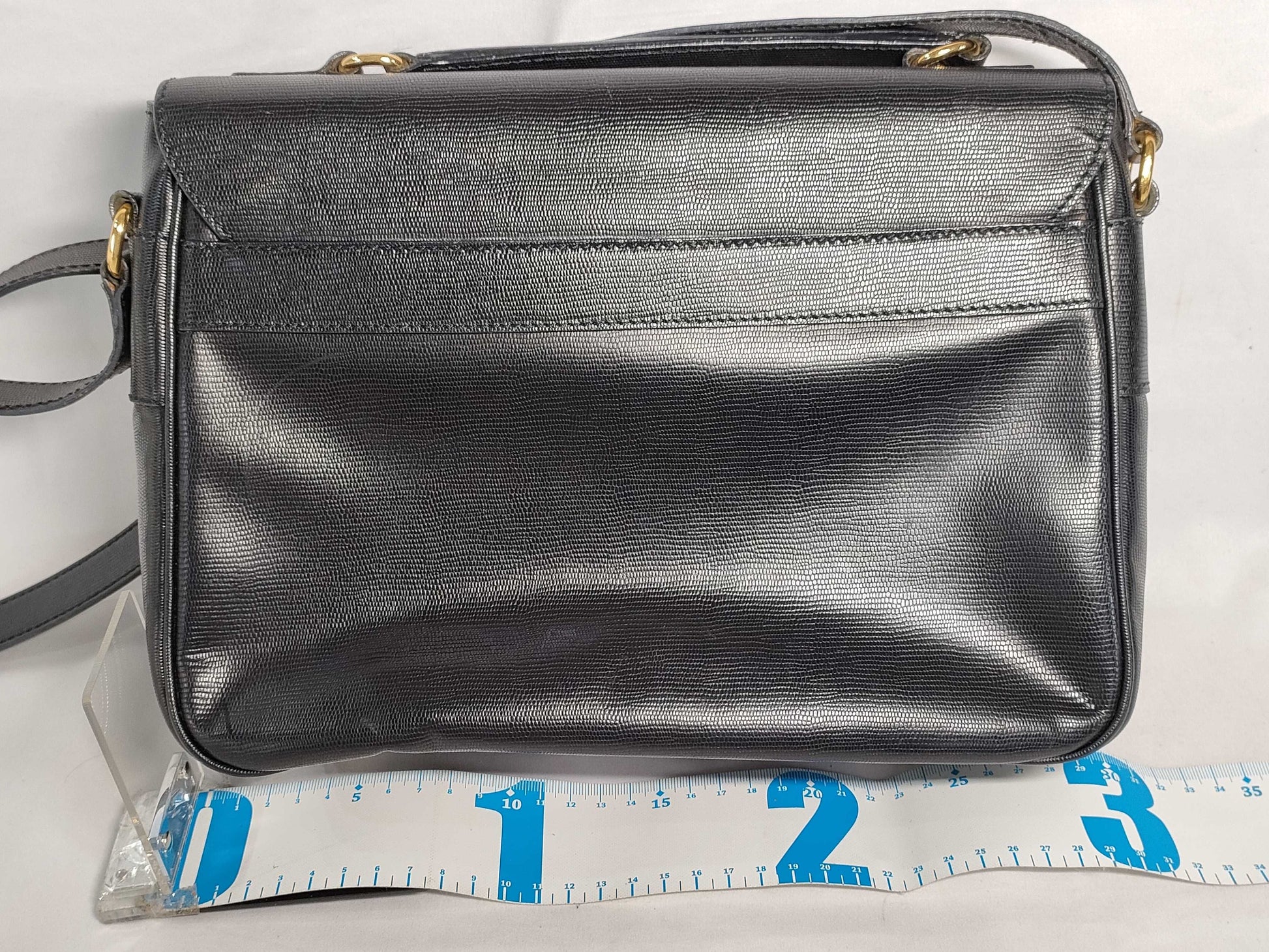 CELINE Circle Logo 2-Way Messenger Shoulder Bag in Black Leather