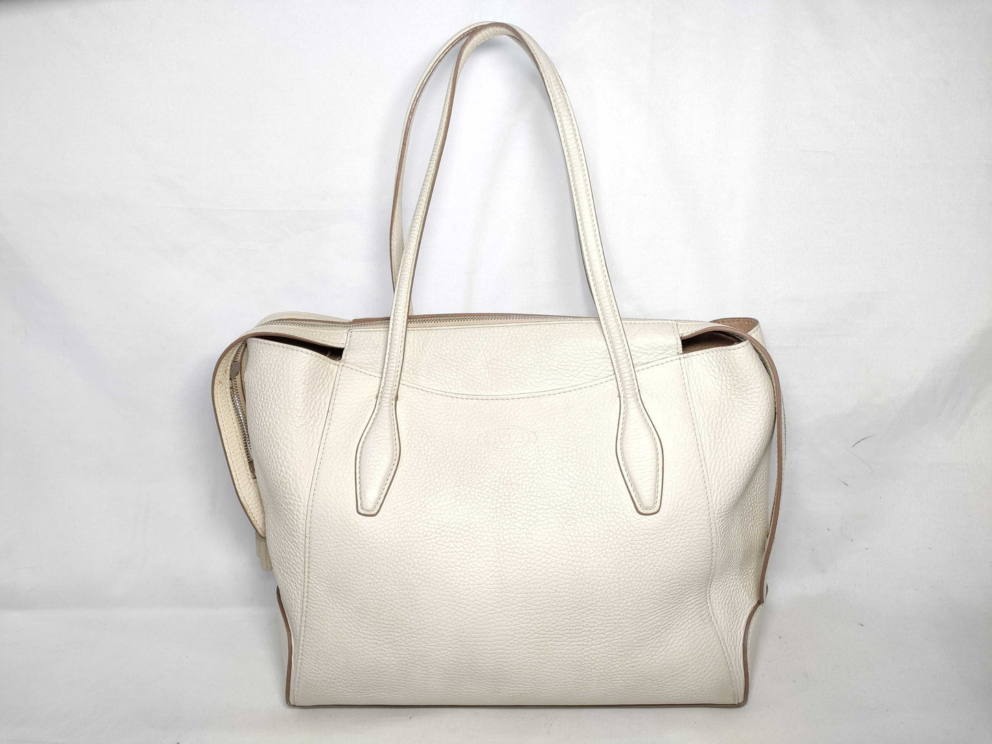TODS Shopping Tote Medium Leather White Tote Bag