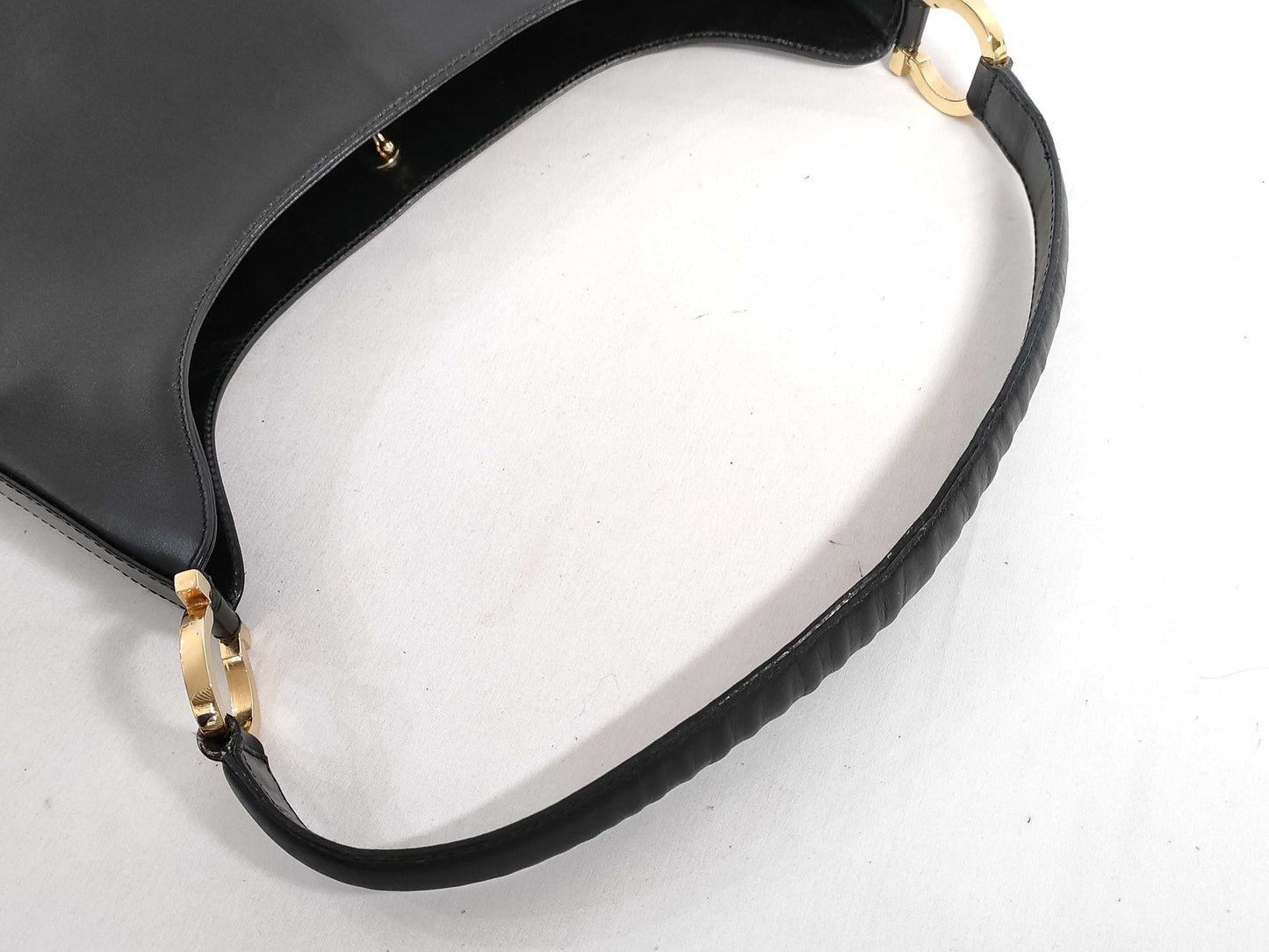 Salvatore Ferragamo Gancini Ferragamo 7657 Hobo Bag, Gancini Leather, Black Handbag