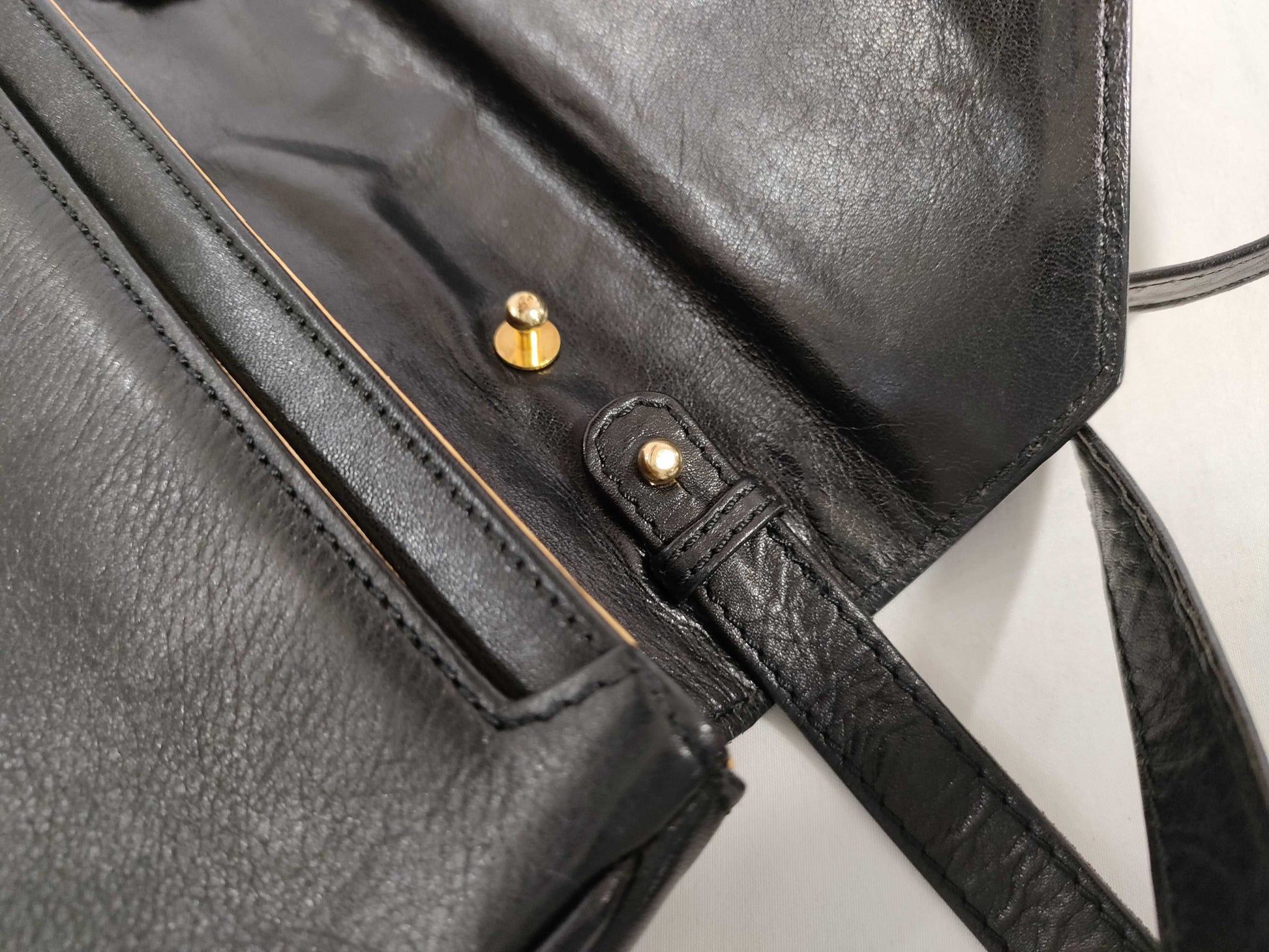 CELINE Triomphe Shoulder Bag in Black Leather