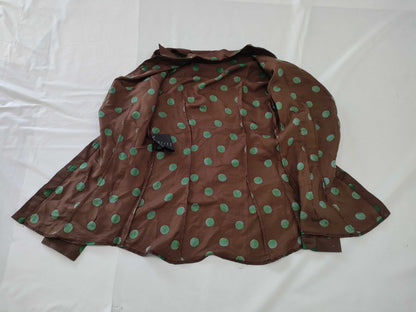 PRADA Shirt, Polka Dot Silk, Brown and Green, #40