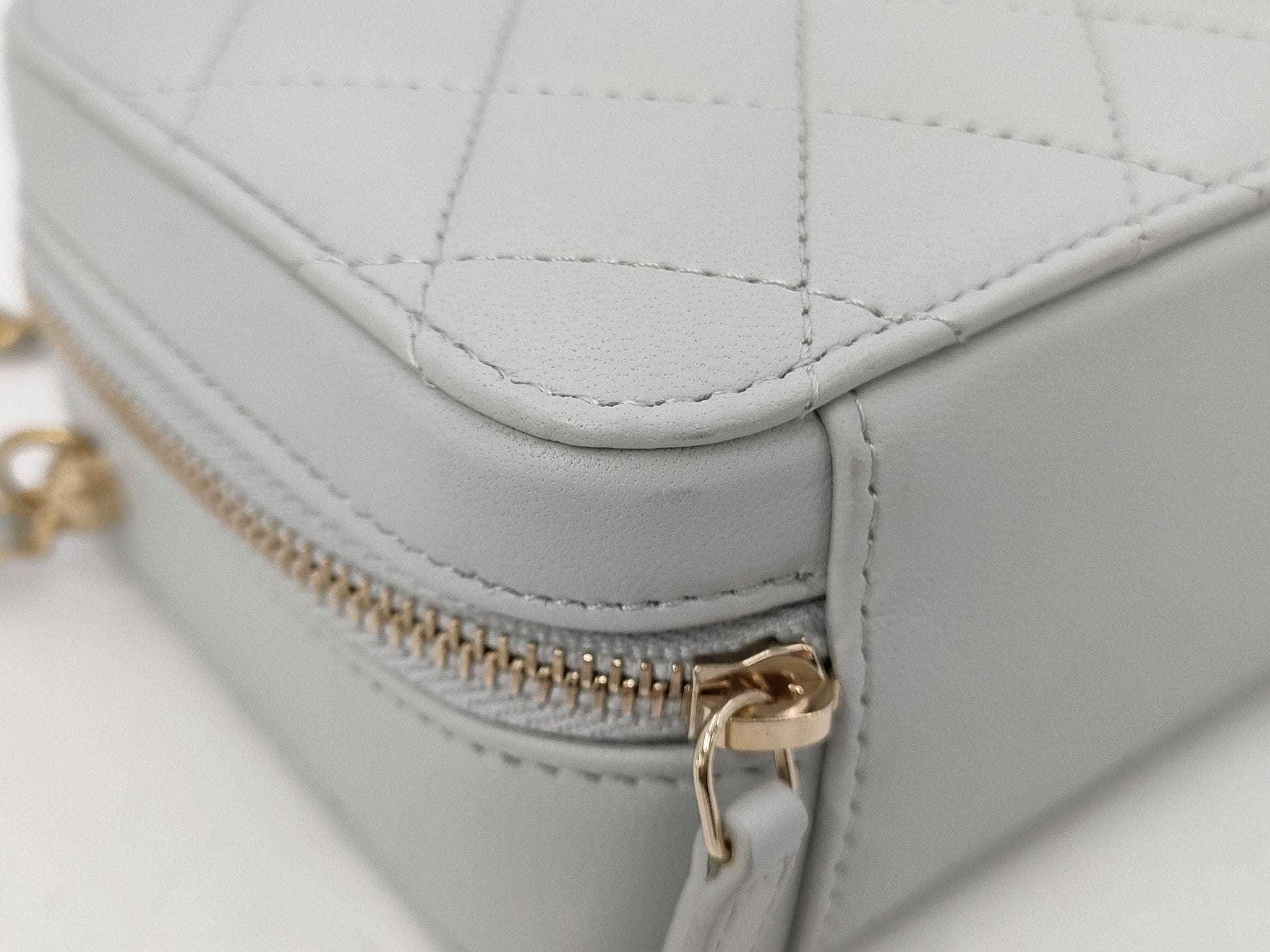 CHANEL Chain Vanity Bag, Coco Ball Matelasse, Light Blue Lambskin, GD Hardware, AP2426 ANPL6U49 Shoulder Bag